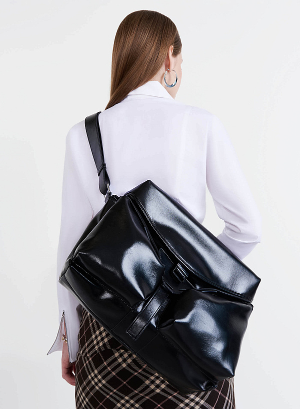 Trendy Patent Leather Flap Satchel Bag - SAC 0331 - Olive - VASCARA