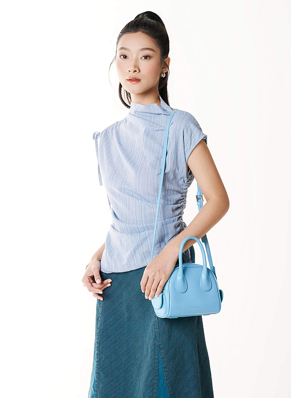 Tubular Strap Mini Handbag - TTE 0197 - Light Blue - VASCARA