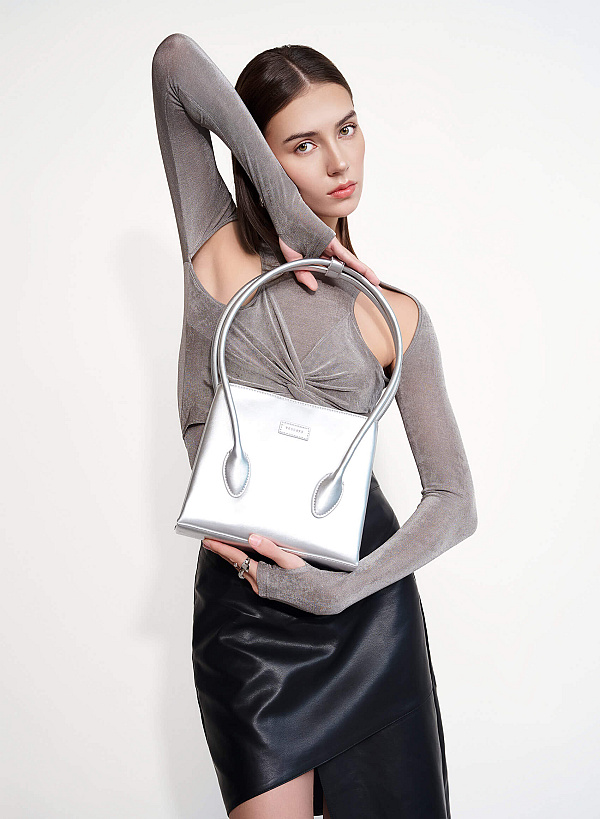 Tubular Strap Shoulder Bag - SAC 0329 - Silver - VASCARA