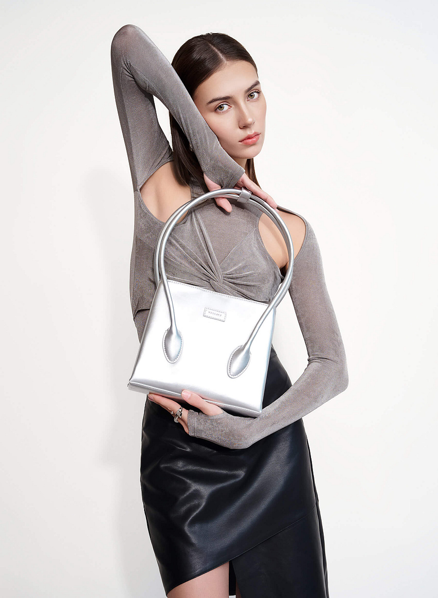 Tubular Strap Shoulder Bag - SAC 0329 - Silver - vascara.com
