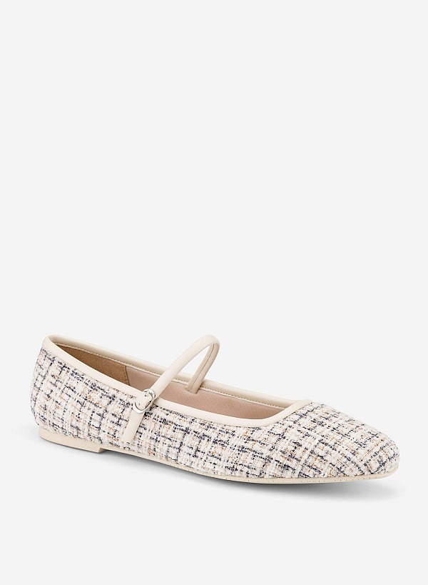 View more item Tweed Ballerina Mary Janes - SLI 0440 - Cream