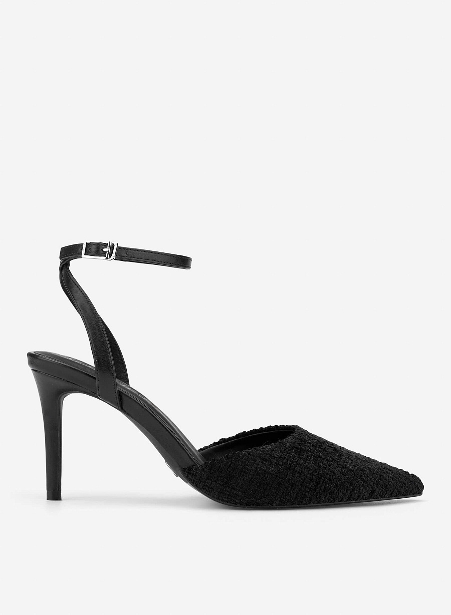 Tweed Cap Toe Pumps - HIG 0716 - Black - vascara.com