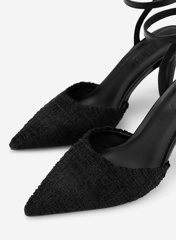 Tweed Cap Toe Pumps - HIG 0716 - Black - VASCARA
