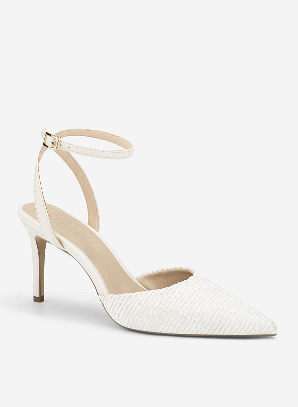 Tweed Cap Toe Pumps - HIG 0716 - Cream - VASCARA