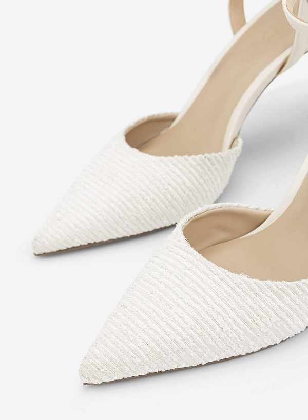 Tweed Cap Toe Pumps - HIG 0716 - Cream - VASCARA
