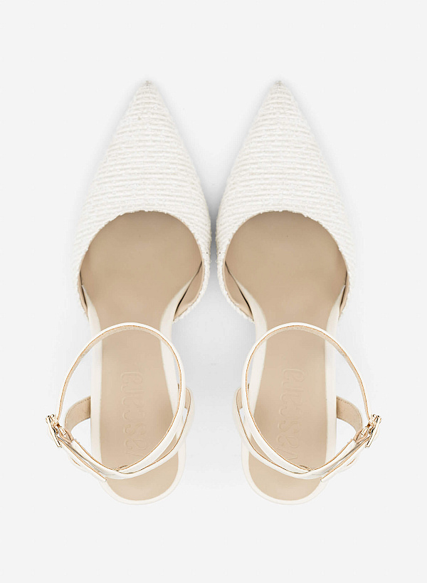 Tweed Cap Toe Pumps - HIG 0716 - Cream - VASCARA