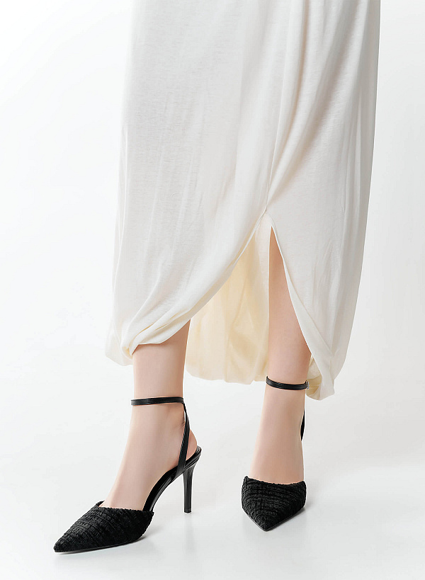 Tweed Cap Toe Pumps - HIG 0716 - Cream - VASCARA