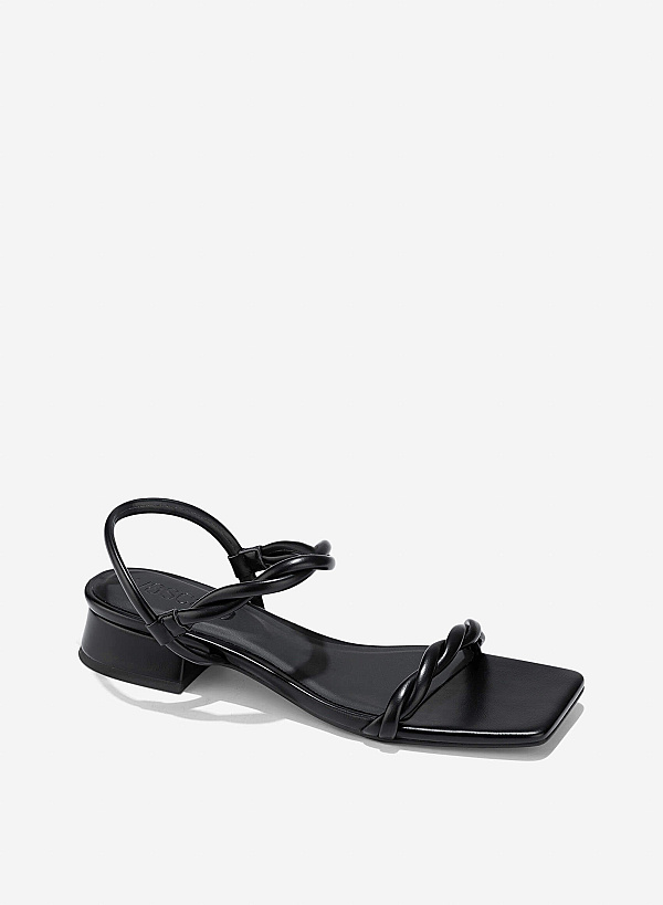 Twisted Strap Sandals - SDL 0343 - Black - VASCARA