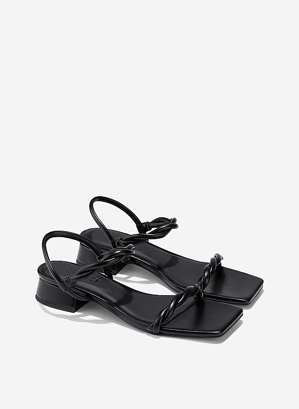 Twisted Strap Sandals - SDL 0343 - Black - VASCARA