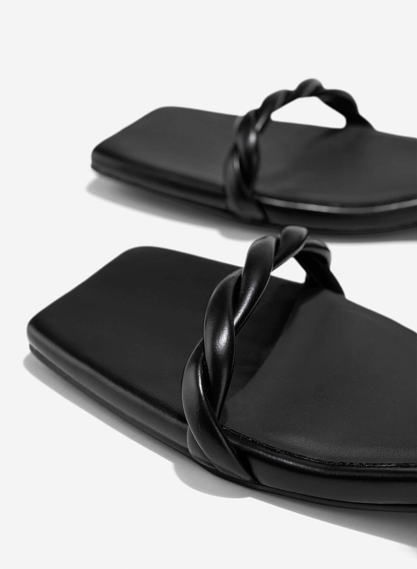 Twisted Strap Sandals - SDL 0343 - Black - VASCARA