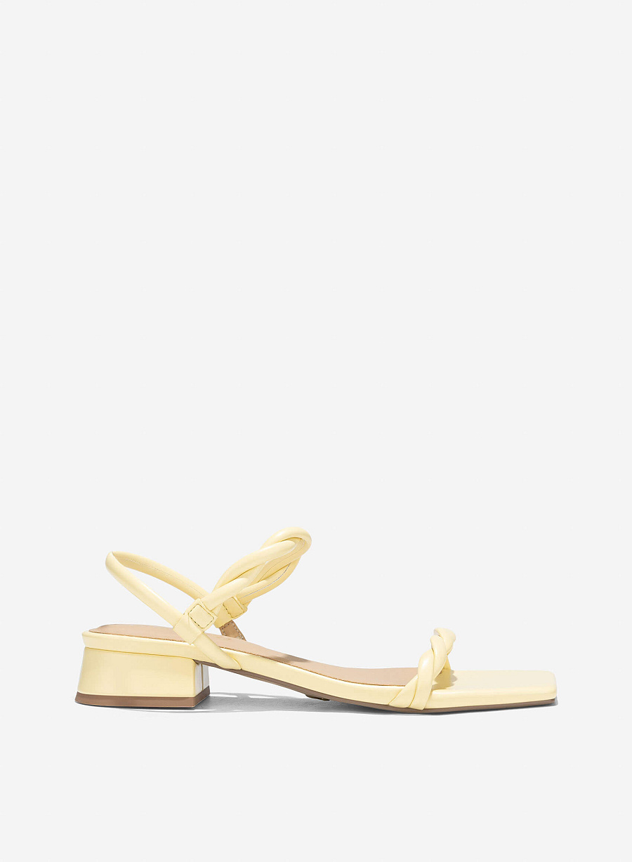 Twisted Strap Sandals - SDL 0343 - Light Yellow - vascara.com