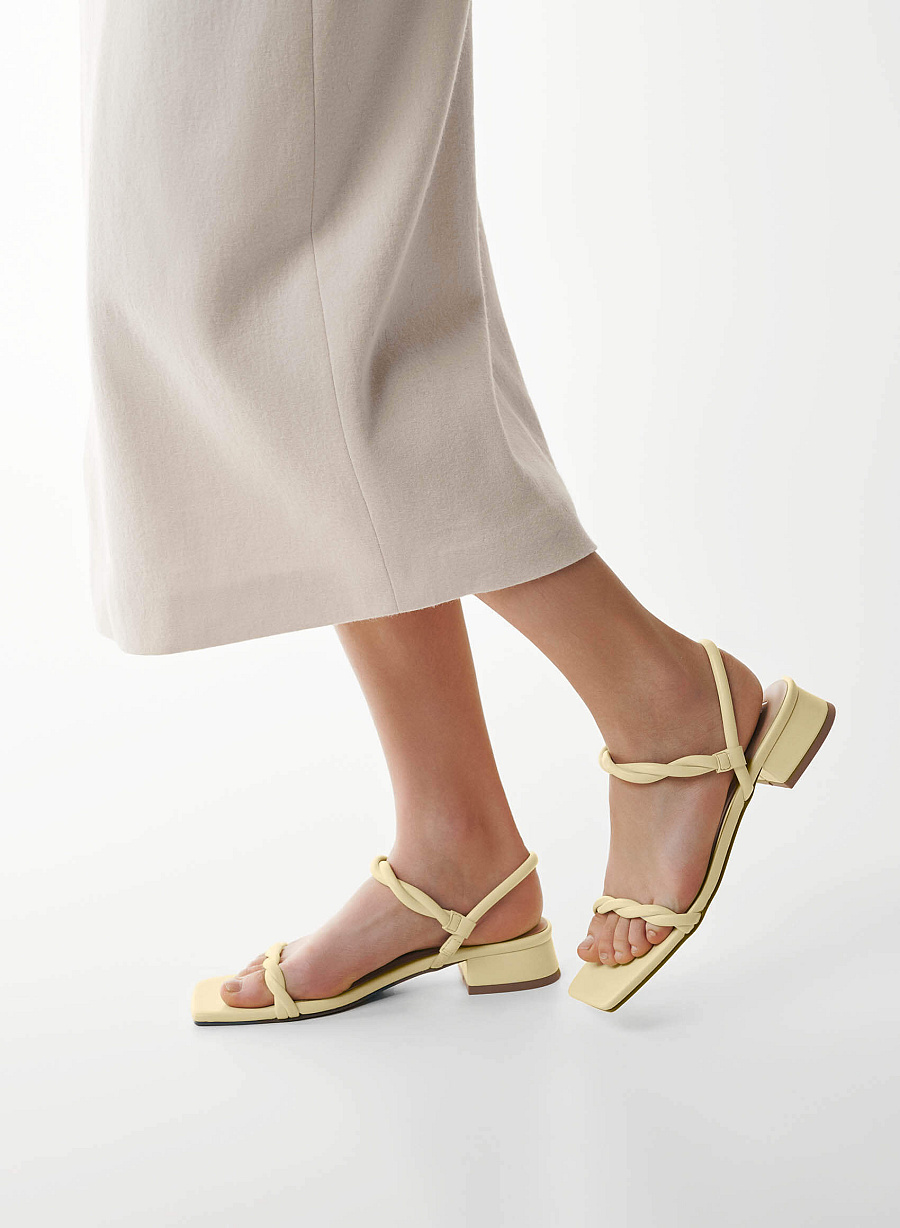 Twisted Strap Sandals - SDL 0343 - Light Yellow - vascara.com
