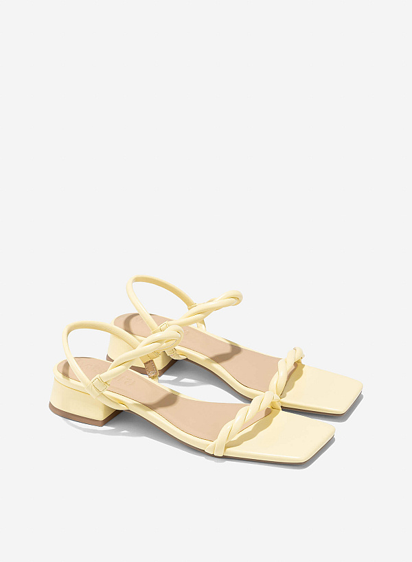 Twisted Strap Sandals - SDL 0343 - Light Yellow - VASCARA