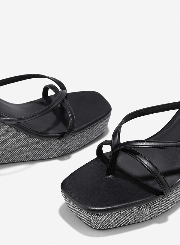 Wedge Heel Sandals - PLA 0447 - Black - VASCARA