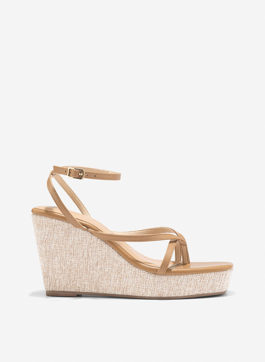 Wedge Heel Sandals - PLA 0447 - Light Brown - vascara.com