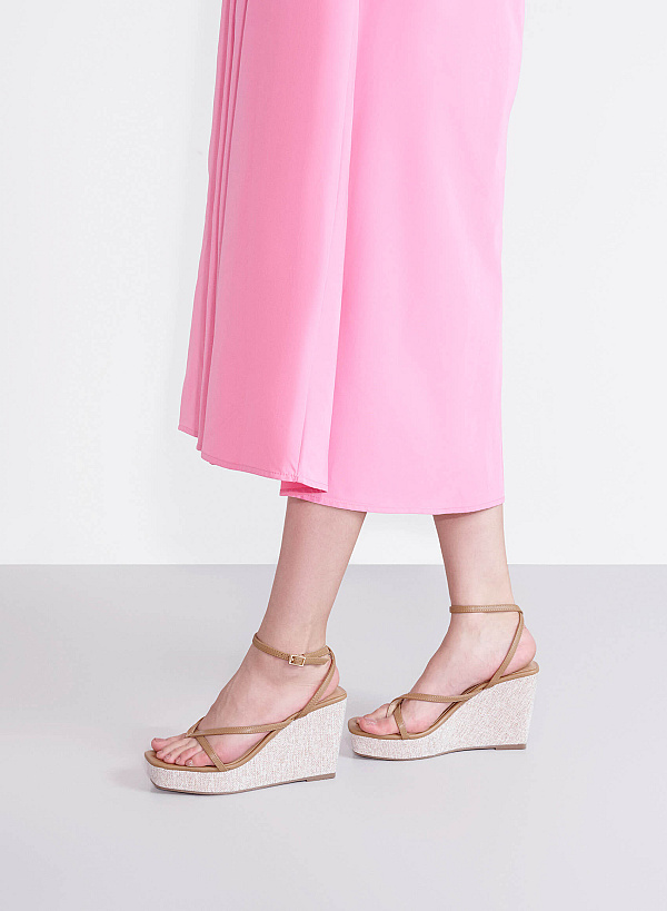 Wedge Heel Sandals - PLA 0447 - Light Brown - VASCARA