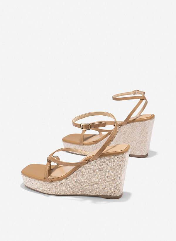 Wedge Heel Sandals - PLA 0447 - Light Brown - VASCARA