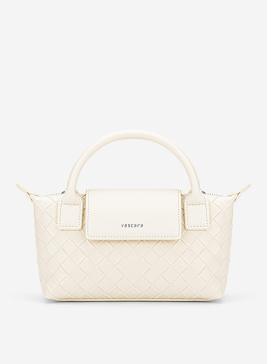 Woven Square-pattern Flap Shoulder Bag - TTE 0196 - Cream - vascara.com