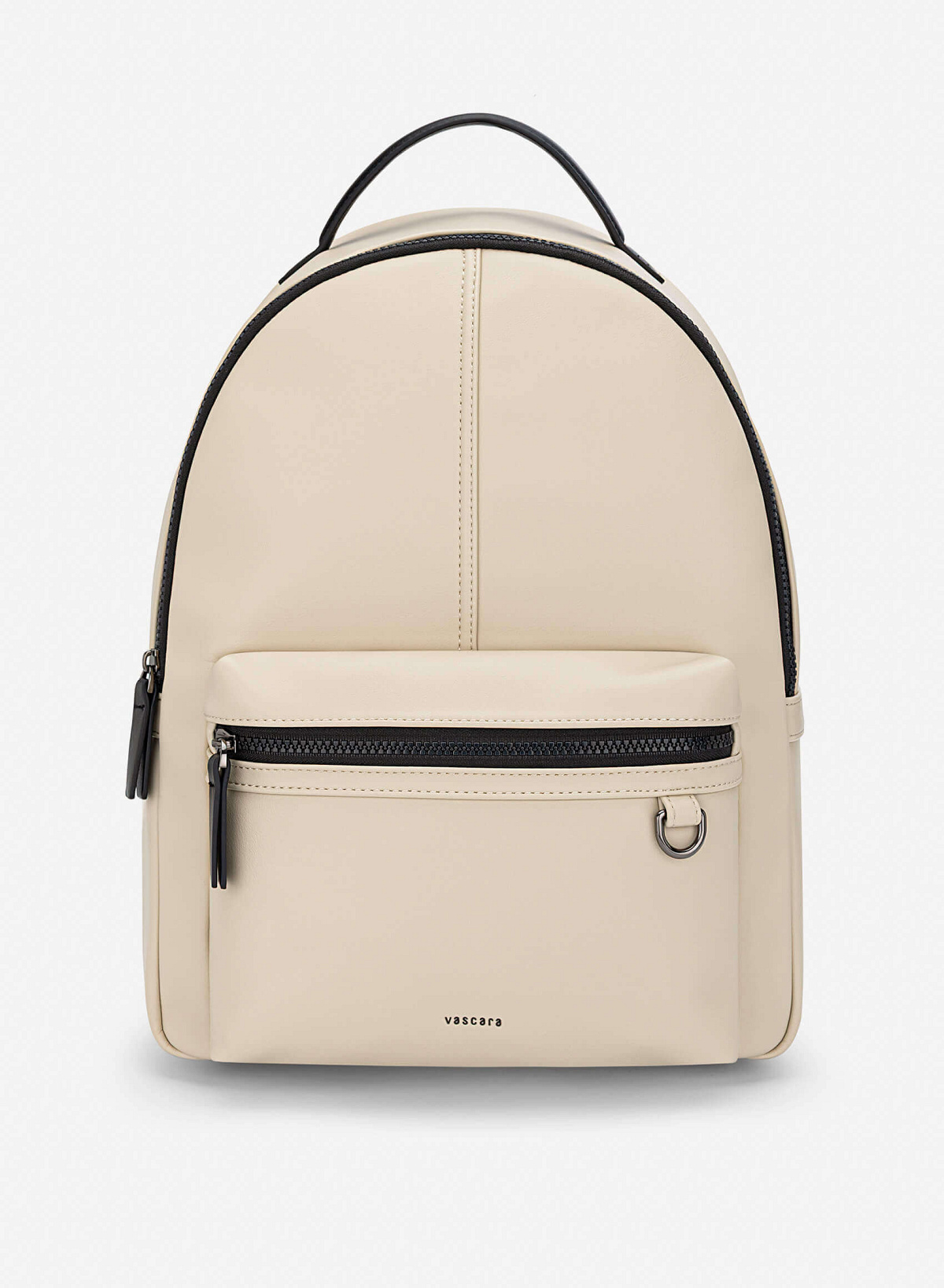 Leather Contrast Zip Backpack - BAK 0225 - Beige - vascara.com
