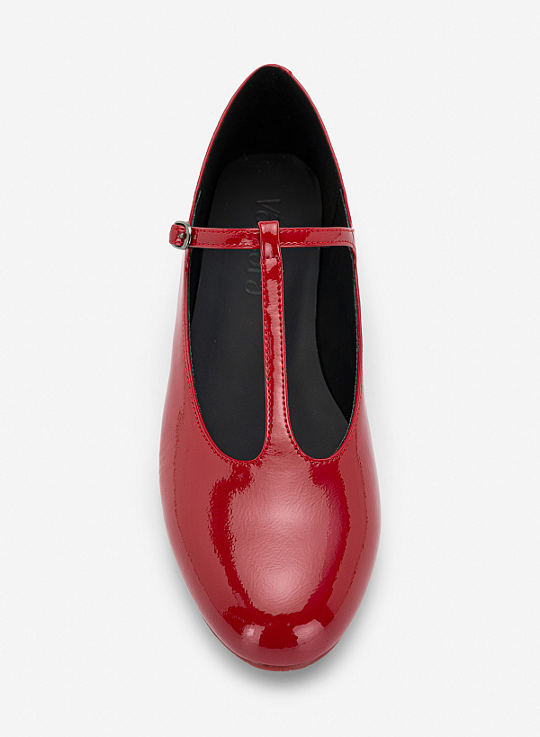 Giày ballerinas nhấn quai t-strap - GBB 0445 - Màu đỏ - VASCARA