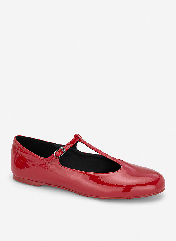 Giày ballerinas nhấn quai t-strap - GBB 0445 - Màu đỏ - VASCARA