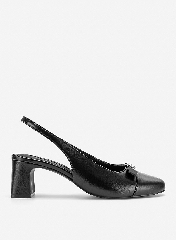 Giày slingback mũi tròn nhấn nơ