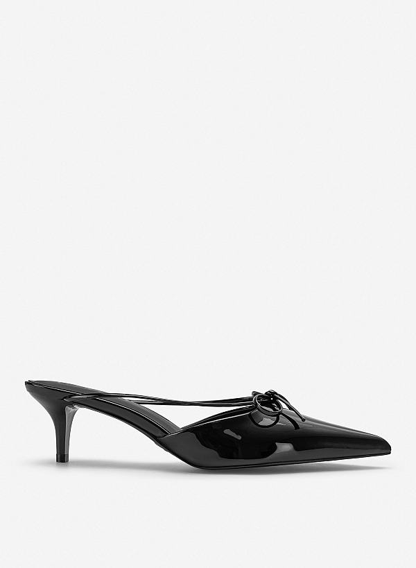 Guốc mules kitten heels phối nơ