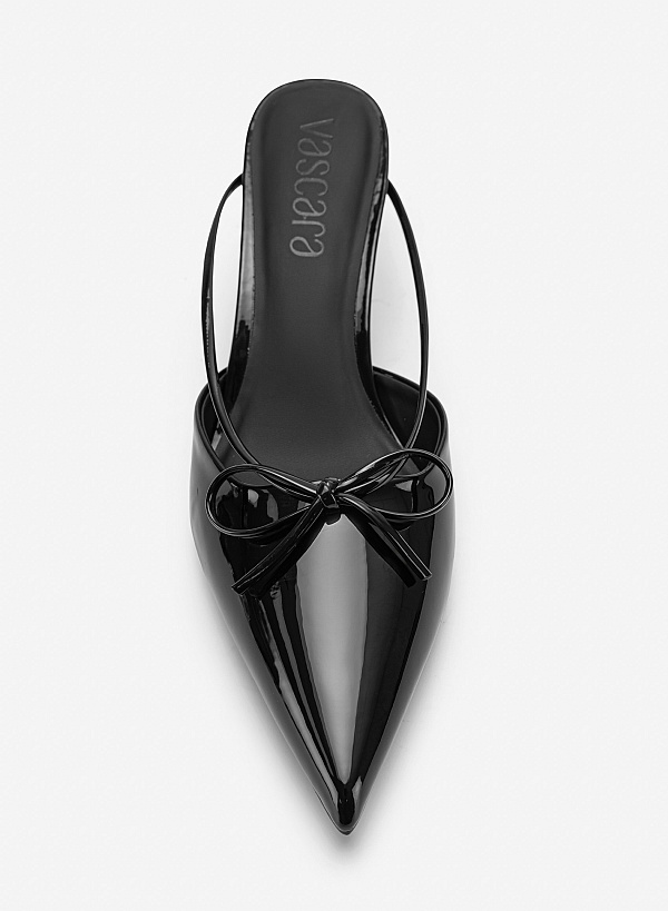 Guốc mules kitten heels phối nơ - GNN 0237 - Màu đen - VASCARA