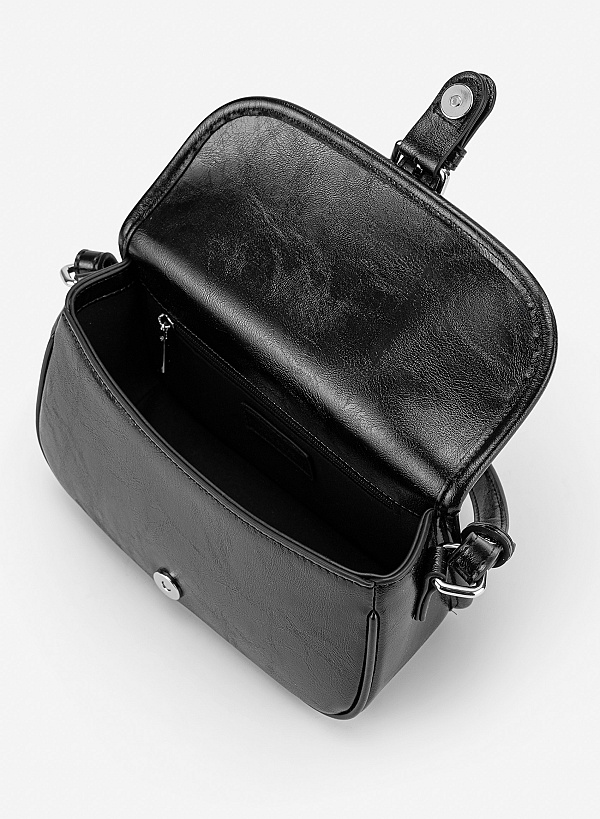 Túi đeo chéo nhấn khóa gài classic - CRO 0004 - Màu đen - VASCARA