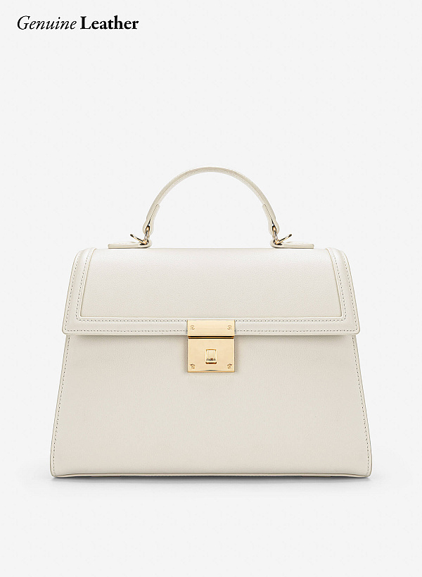 Túi da sang trọng dáng nắp gập nhấn khóa