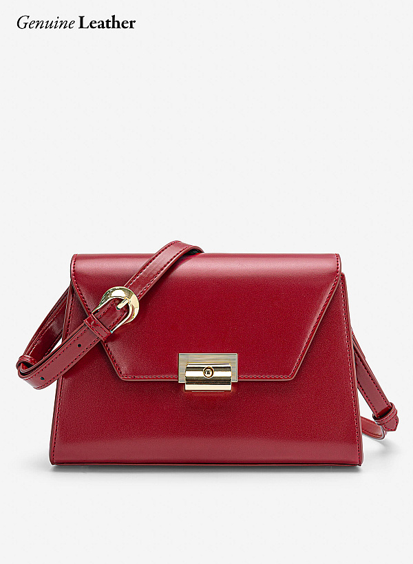 Túi leather xách tay nắp gập