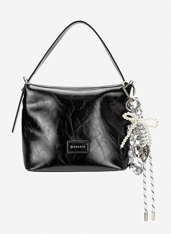 Charm dây kim loại trái tim đính hạt