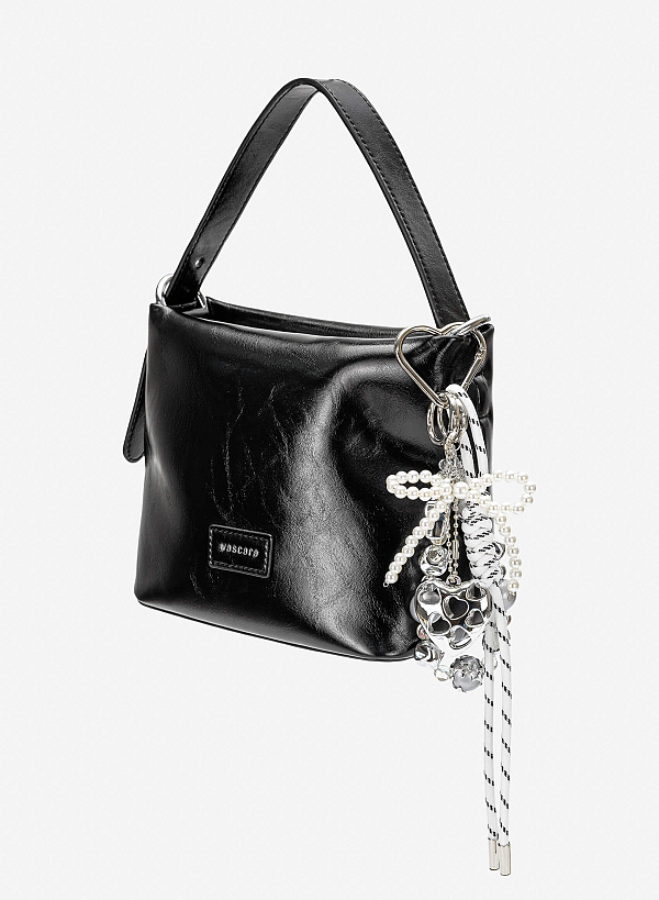 Charm dây kim loại trái tim đính hạt - CHM 0058 - Màu trắng bạc - VASCARA