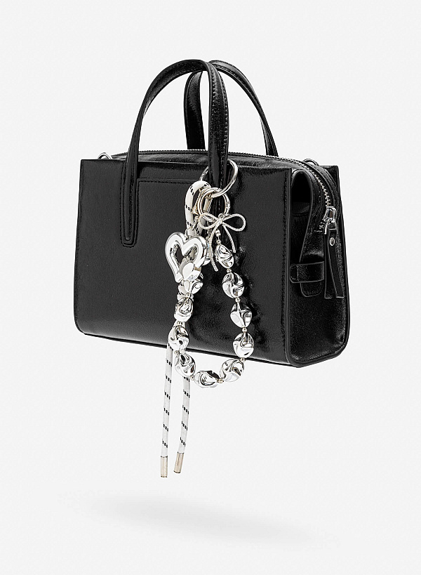 Charm dây trái tim bạc phối hạt trang trí