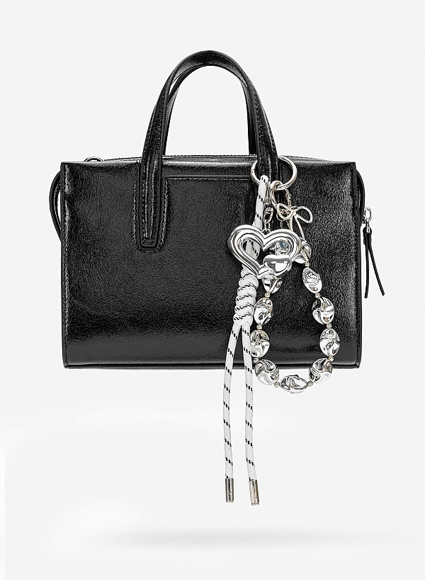 Charm dây trái tim bạc phối hạt trang trí - CHM 0055 - Màu trắng bạc - VASCARA