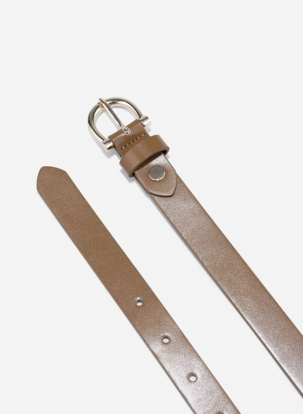 Classic Round Head Buckle Belt - BEL 0038 - Brown - VASCARA