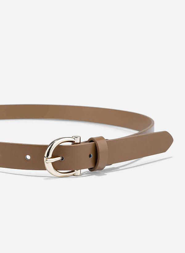 Classic Round Head Buckle Belt - BEL 0038 - Brown - VASCARA