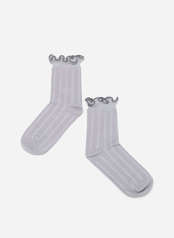 Ruffled Crew Socks - SCK 0007 - Gray - VASCARA