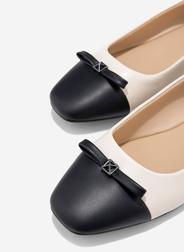 Bow Ballet Flats - SLI 0436 - Cream - VASCARA