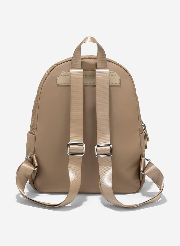 Diamond-shaped Quilted Parachute Backpack - BAK 0214 - Beige - VASCARA