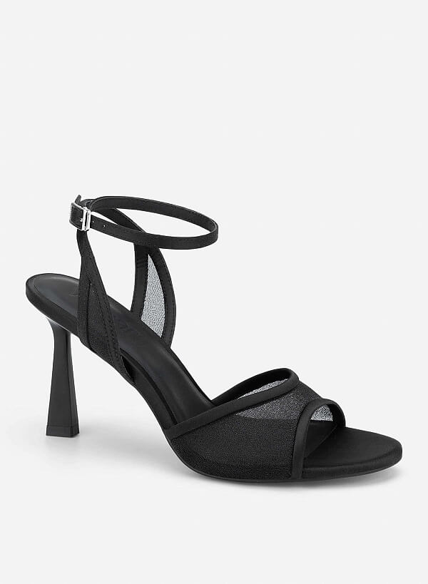 Mesh High Heel Sandals - PUM 0813 - Black - VASCARA