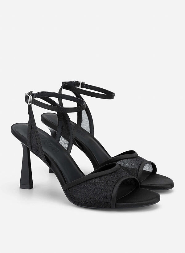 Mesh High Heel Sandals - PUM 0813 - Black - VASCARA