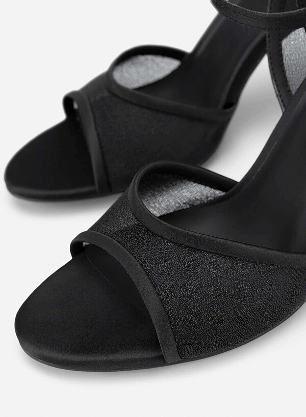 Mesh High Heel Sandals - PUM 0813 - Black - VASCARA