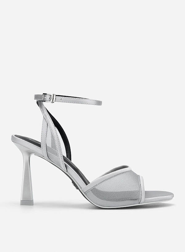 Mesh High Heel Sandals - PUM 0813 - Gray
