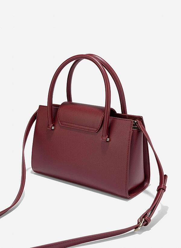 Metal Strap Saddle Bag - SAC 0332 - Bordeaux - VASCARA