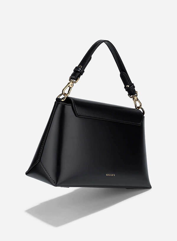 Rotated Buckle Handheld Bag - SAC 0334 - Black - VASCARA