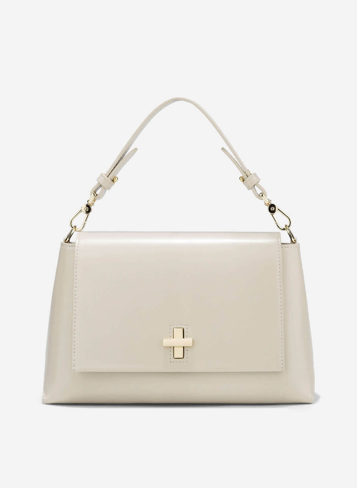 Rotated Buckle Handheld Bag - SAC 0334 - Cream - VASCARA
