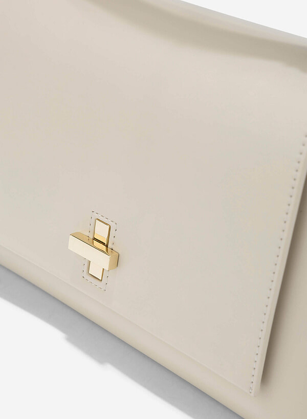 Rotated Buckle Handheld Bag - SAC 0334 - Cream - VASCARA