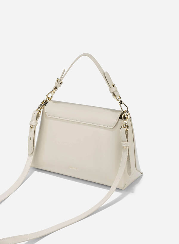 Rotated Buckle Handheld Bag - SAC 0334 - Cream - VASCARA