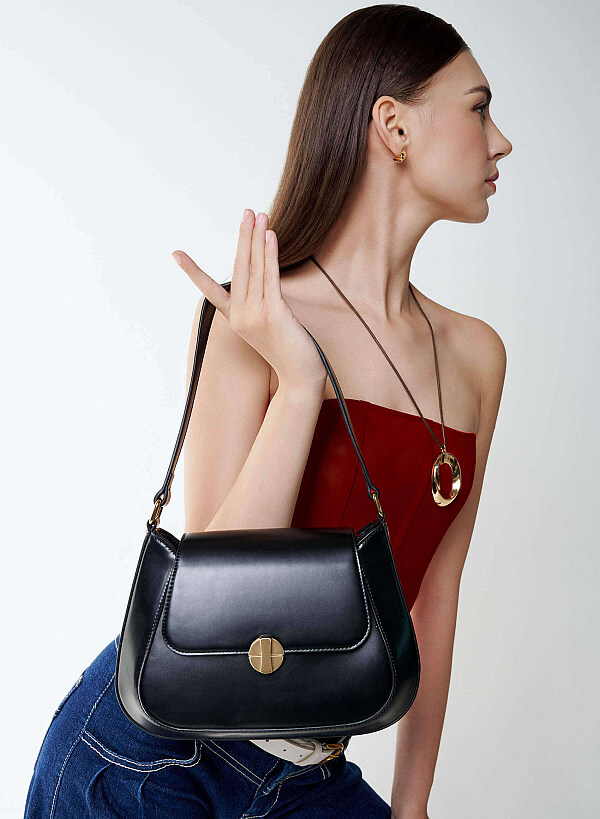 Rotated Buckle Should Bag - SAC 0333 - Black - VASCARA